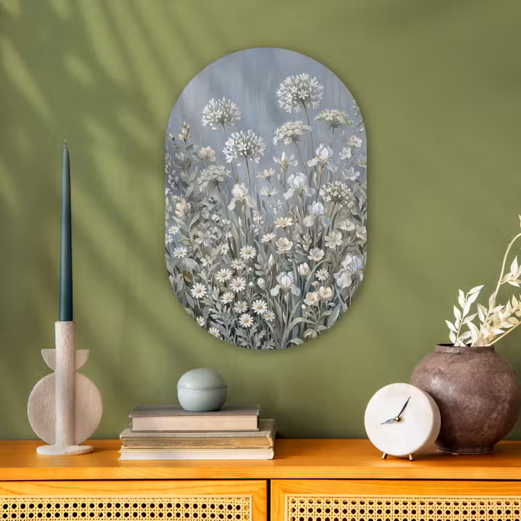 Muurovaal - Kunststof - Bloemen - Botanisch - Blauw — 2