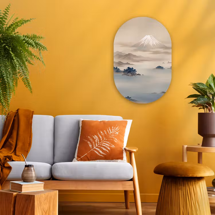 Muurovaal - Kunststof - Japans - Landschap - Beige — 1