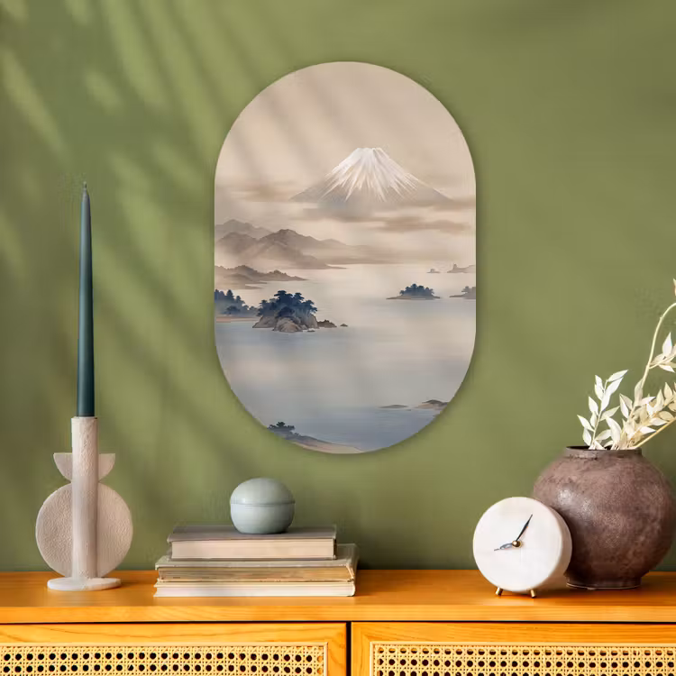 Muurovaal - Kunststof - Japans - Landschap - Beige — 2