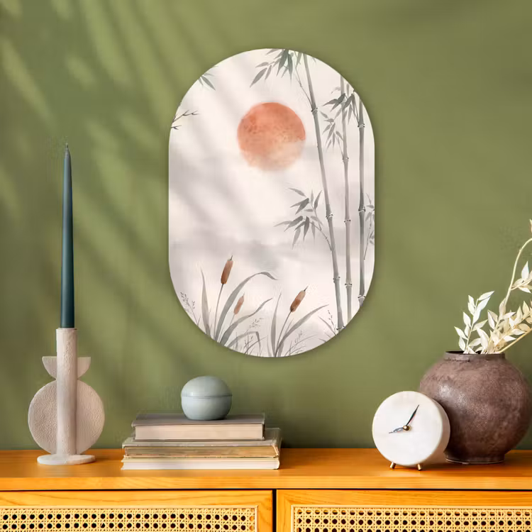 Muurovaal - Kunststof - Minimalistisch - Bamboe - Groen — 2