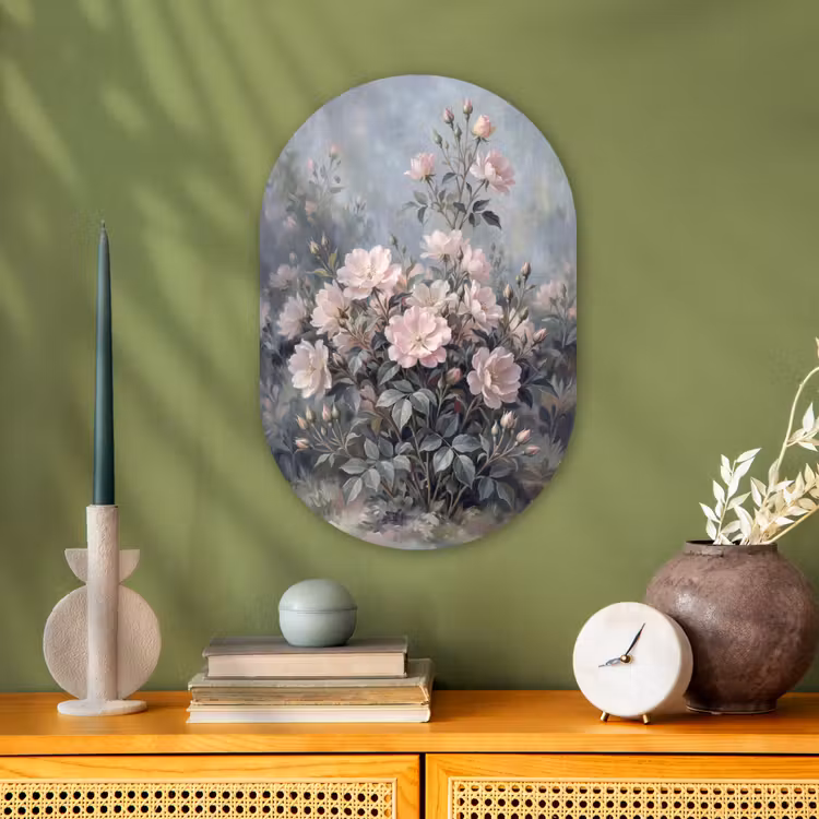 Muurovaal - Kunststof - Rozen - Illustratie - Roze — 2
