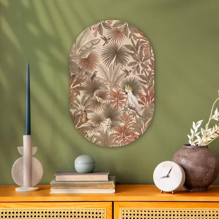 Muurovaal - Kunststof - Tropisch - Vogels - Beige — 2
