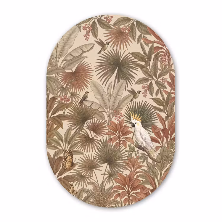 Muurovaal - Kunststof - Tropisch - Vogels - Beige — 3