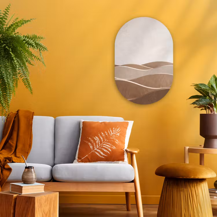 Muurovaal - Kunststof - Abstract - Golven - Modern - Beige — 1