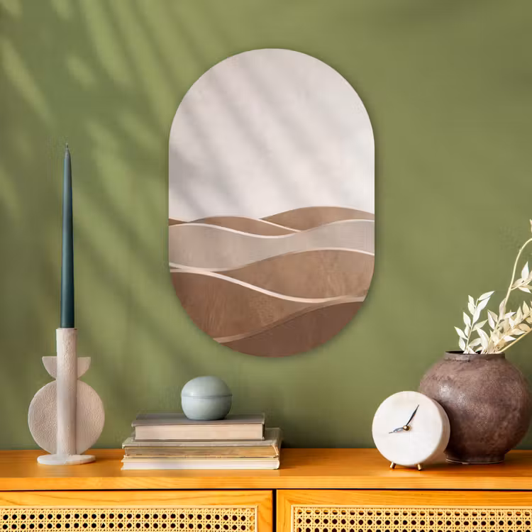 Muurovaal - Kunststof - Abstract - Golven - Modern - Beige — 2
