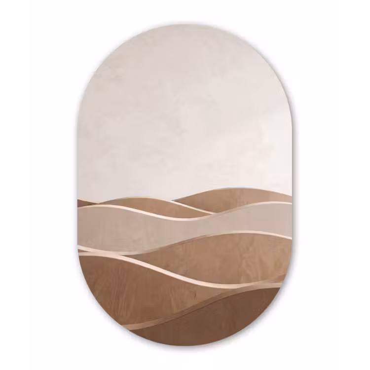 Muurovaal - Kunststof - Abstract - Golven - Modern - Beige — 3