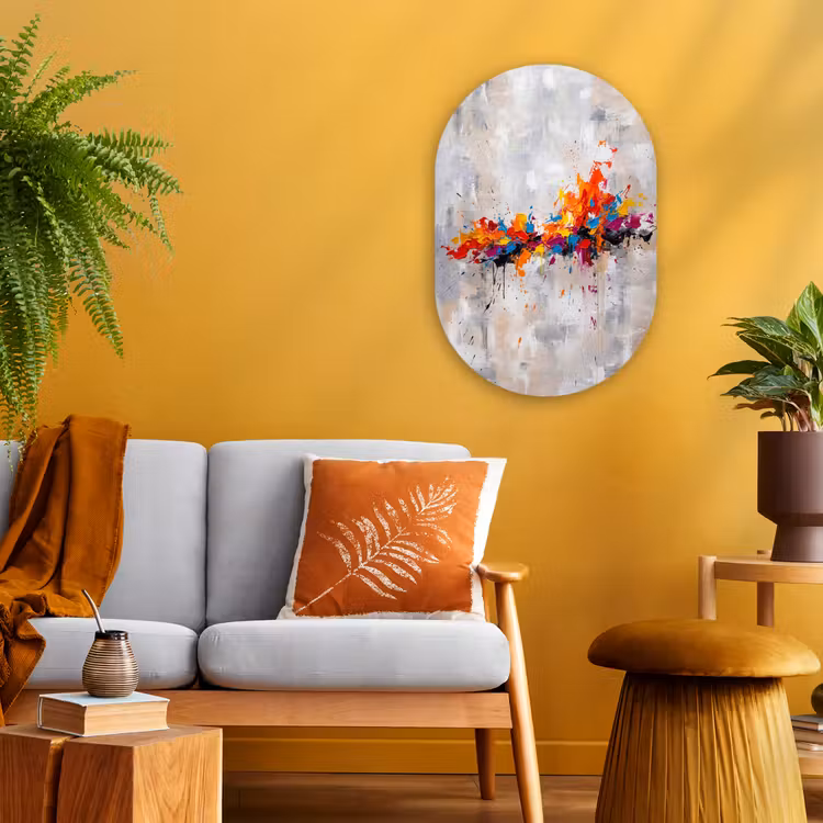 Muurovaal - Kunststof - Abstract - Schilderij - Kleurrijk - Dynamisch — 1