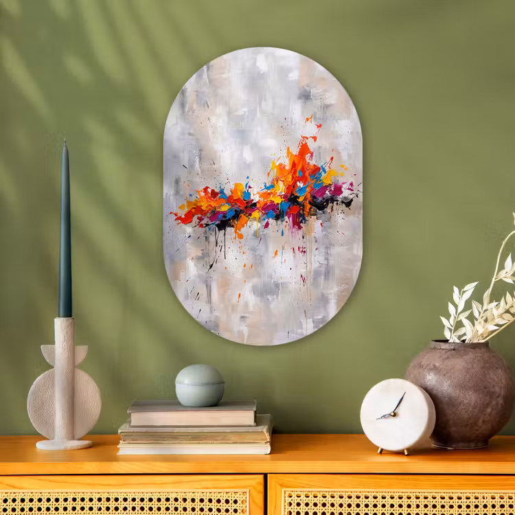 Muurovaal - Kunststof - Abstract - Schilderij - Kleurrijk - Dynamisch — 2