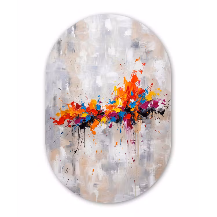 Muurovaal - Kunststof - Abstract - Schilderij - Kleurrijk - Dynamisch — 3