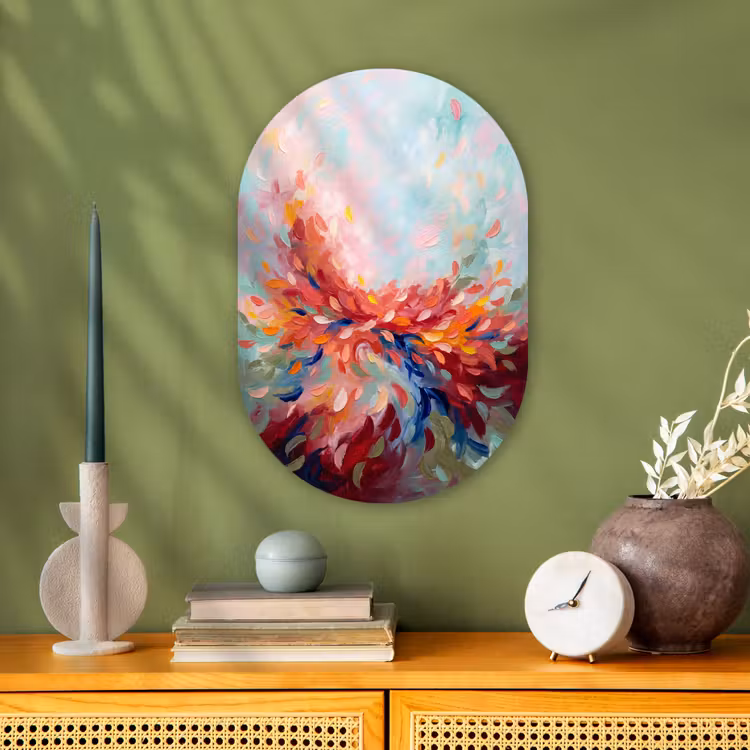 Muurovaal - Kunststof - Bloemen - Abstract - Kunst - Modern — 1