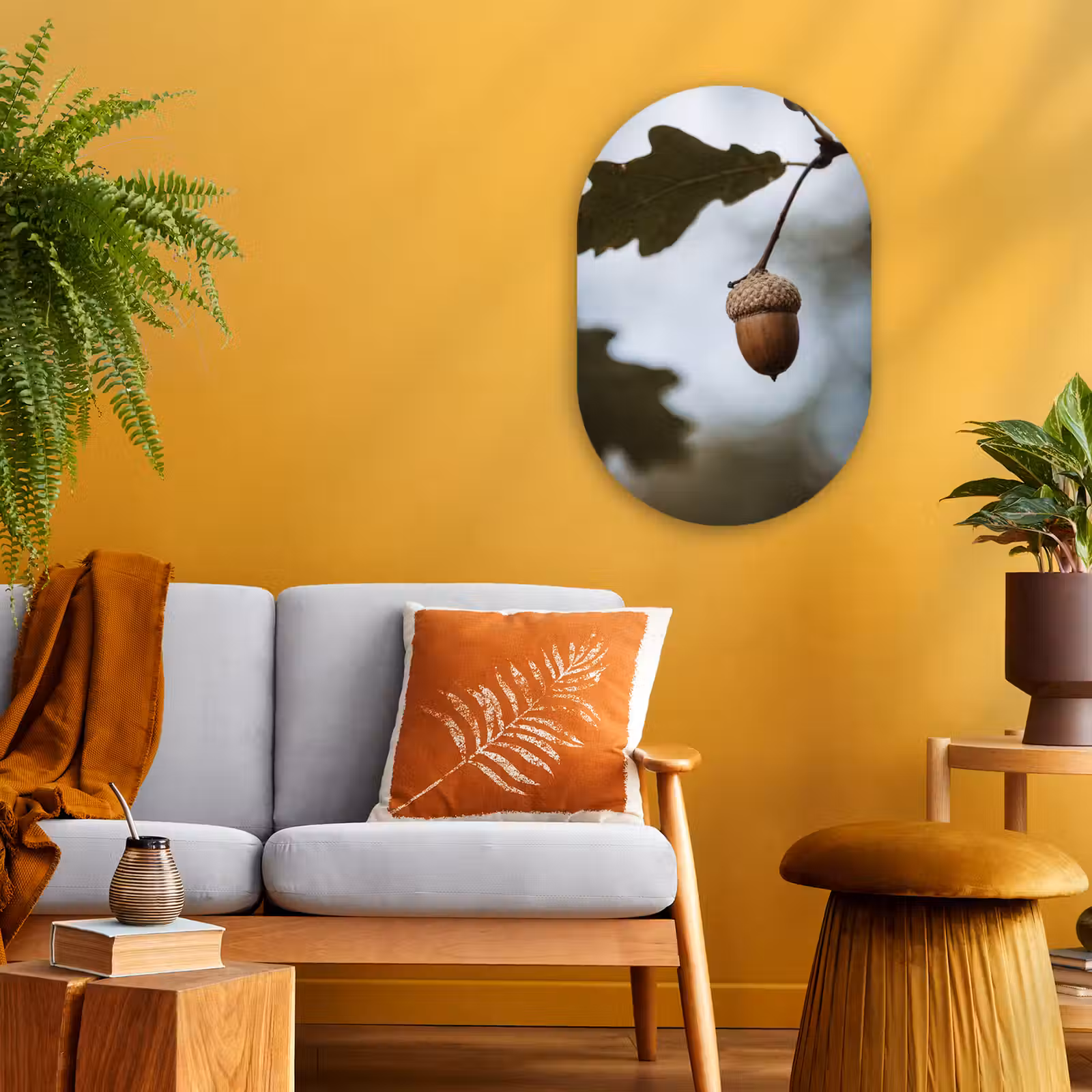 Muurovaal - Kunststof - Eikel - Eikenblad - Bos - Herfst - Natuur — 1