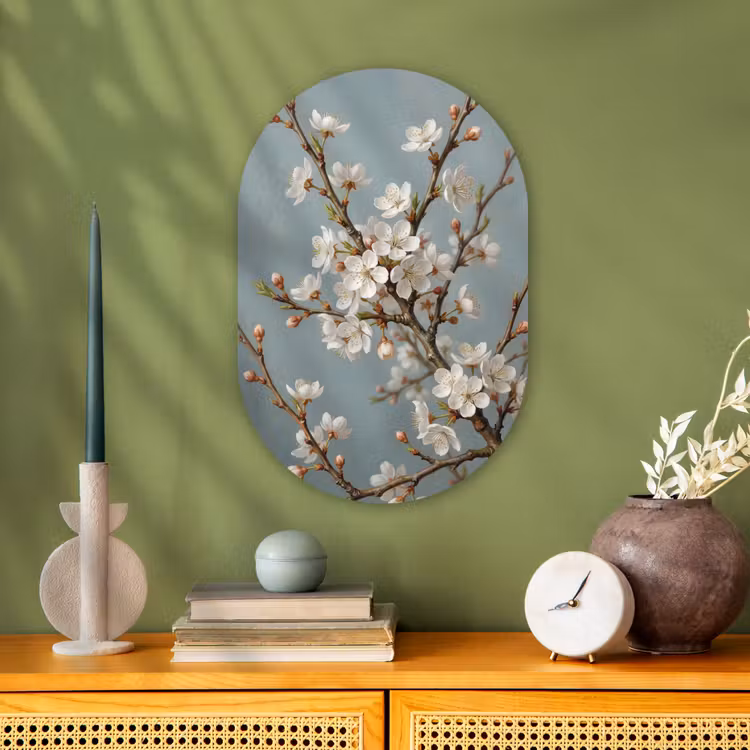 Muurovaal - Kunststof - Botanisch - Stilleven - Blauw — 1