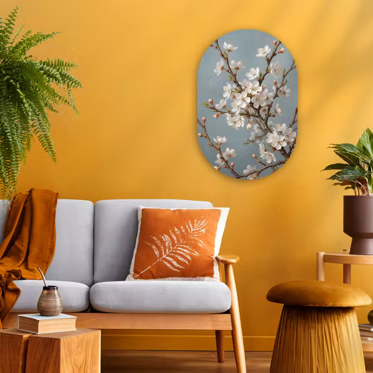Muurovaal - Kunststof - Botanisch - Stilleven - Blauw — 2