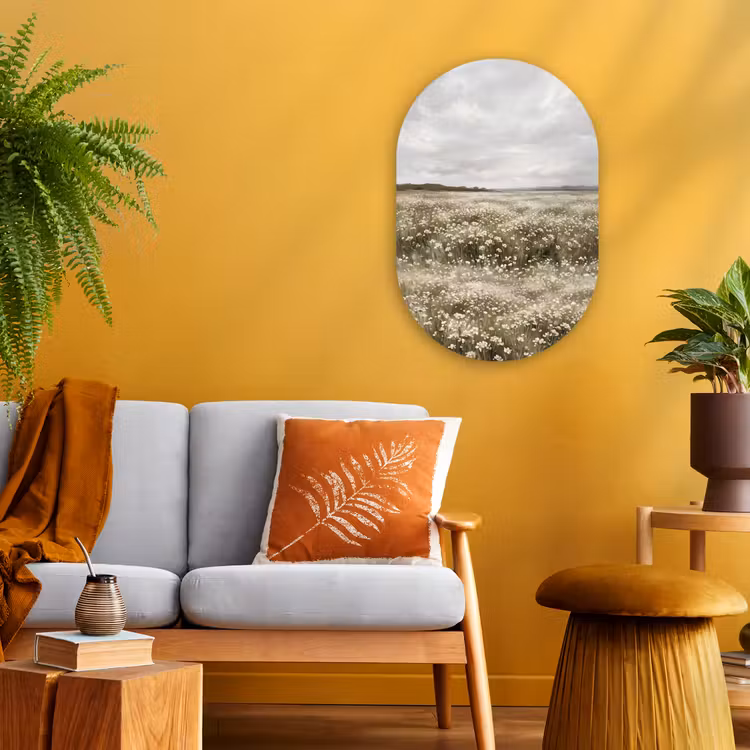 Muurovaal - Kunststof - Illustratie - Landschap - Wit — 1