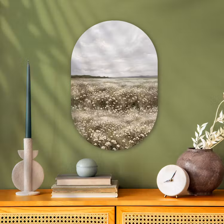 Muurovaal - Kunststof - Illustratie - Landschap - Wit — 2