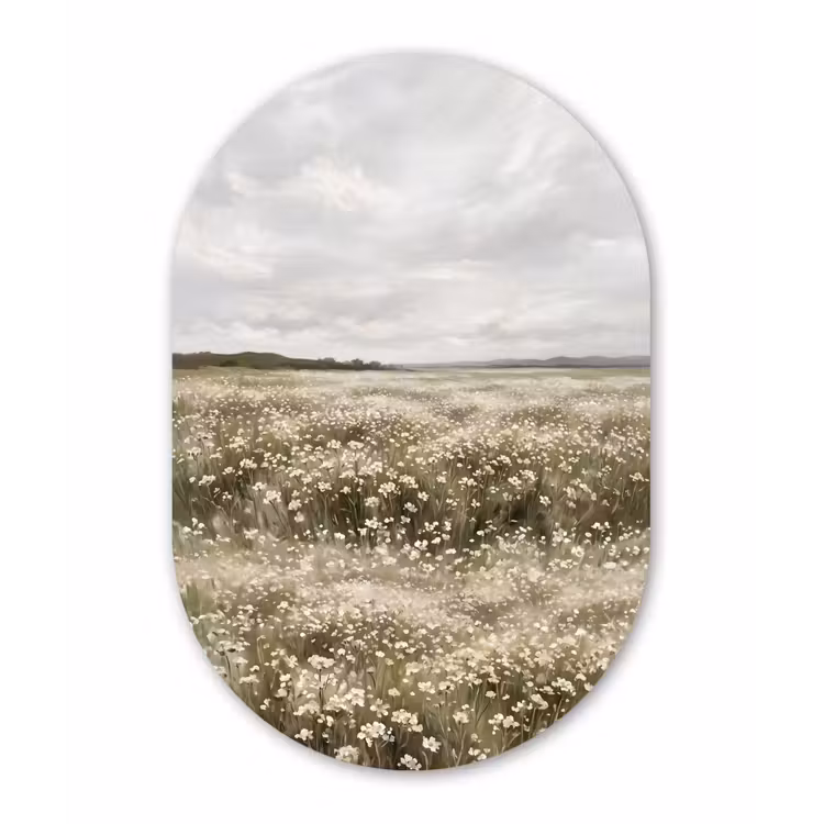 Muurovaal - Kunststof - Illustratie - Landschap - Wit — 3