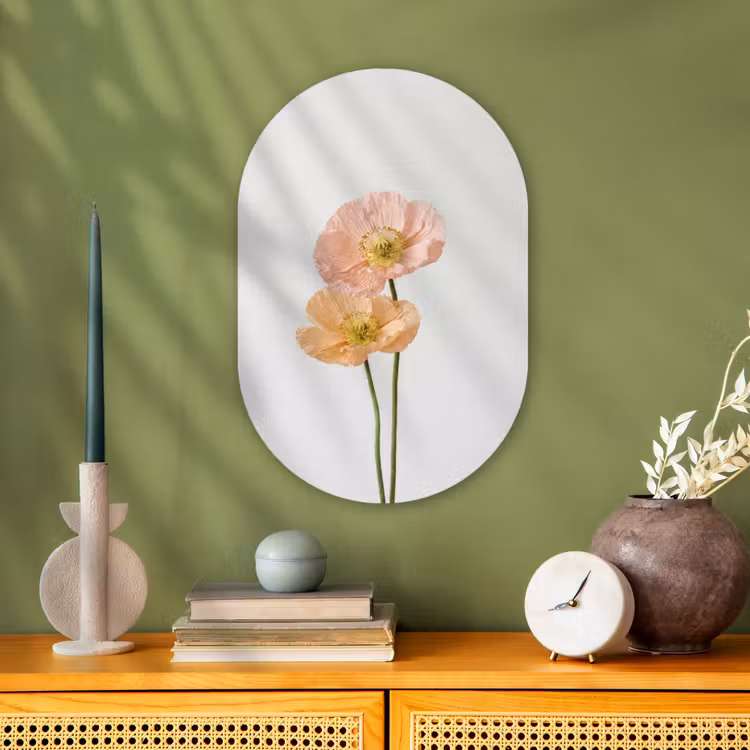 Muurovaal - Kunststof - Papavers - Botanisch - Roze — 2