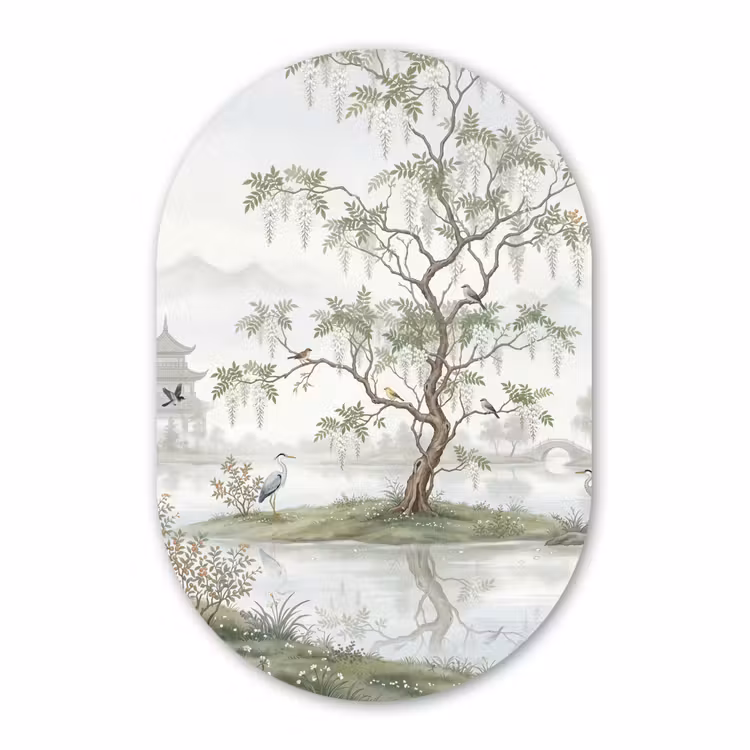 Muurovaal - Kunststof - Reiger - Landschap - Groen — 3