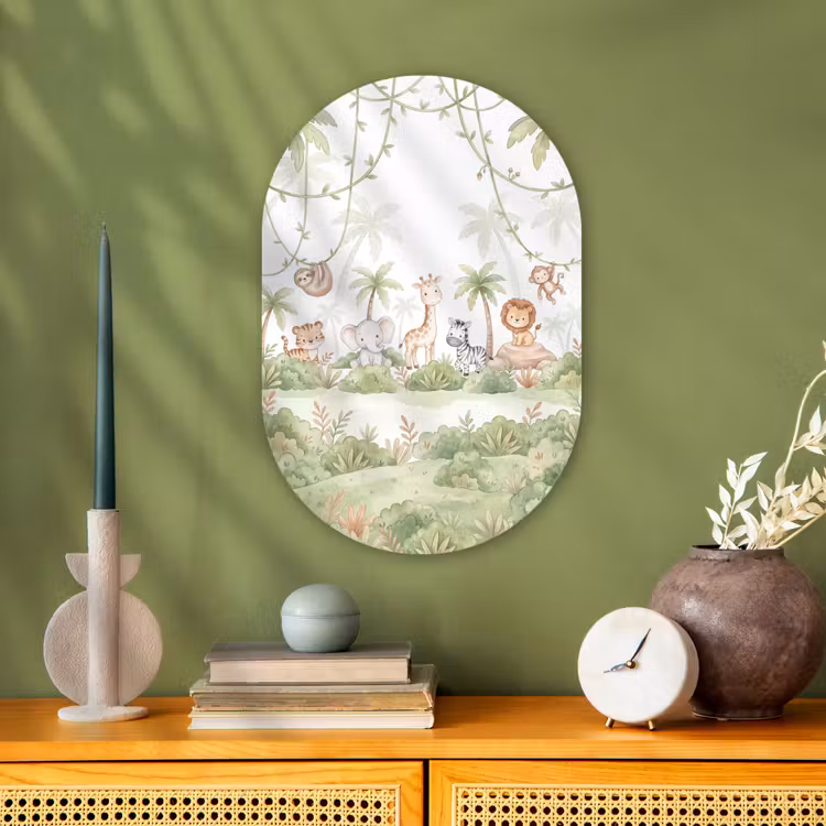 Muurovaal - Kunststof - Dieren - Jungle - Pastel — 2