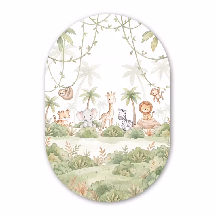 Muurovaal - Kunststof - Dieren - Jungle - Pastel — 3