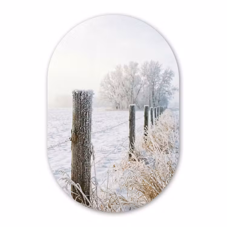 Muurovaal - Kunststof - Hek - Sneeuw - Mist - Platteland - Nostalgisch — 3