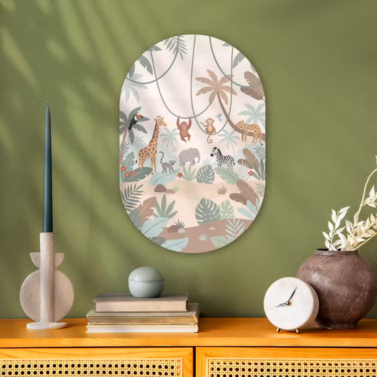 Muurovaal - Kunststof - Jungle - Dieren - Groen — 2
