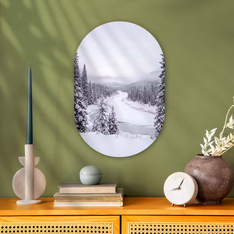 Muurovaal - Kunststof - Rivier - Bevroren - Landschap - Winter — 2