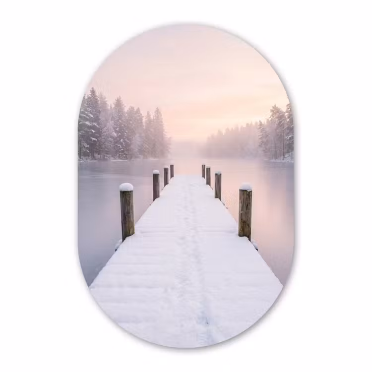 Muurovaal - Kunststof - Steiger - Meer - Mist - Winter - Serene — 3