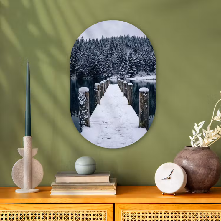 Muurovaal - Kunststof - Steiger - Meer - Sneeuw - Bergen - Rustgevend — 2