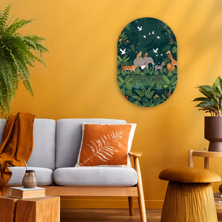 Muurovaal - Kunststof - Tropisch - Jungle - Groen — 1
