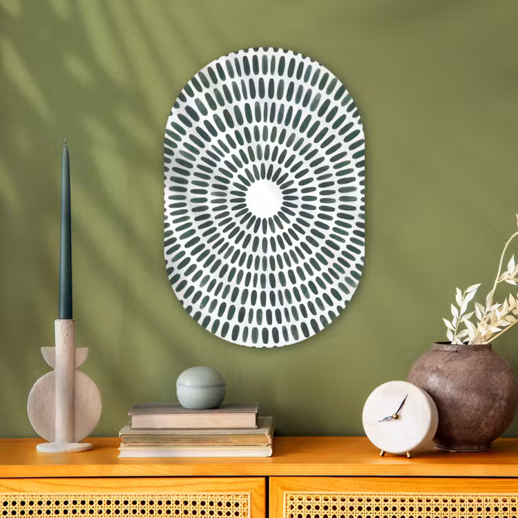 Muurovaal - Kunststof - Abstract - Cirkel - Patroon - Modern - Groen — 2