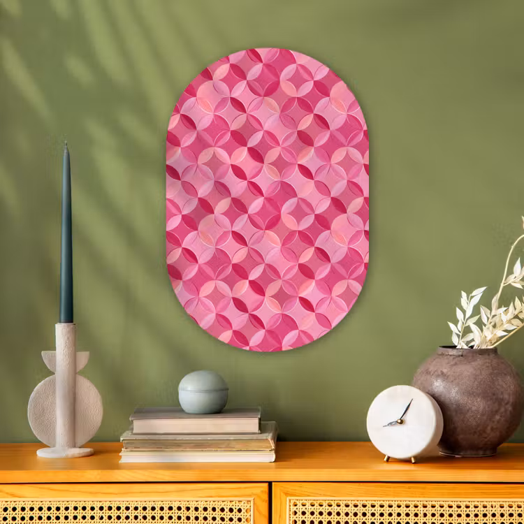 Muurovaal - Kunststof - Geometrisch - Mozaïek - Modern - Roze — 2