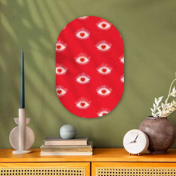 Muurovaal - Kunststof - Ogen - Hart - Abstract - Rood - Roze — 2