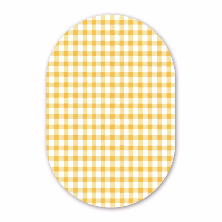 Muurovaal - Kunststof - Ruit - Gingham - Klassiek - Geel en Wit — 3