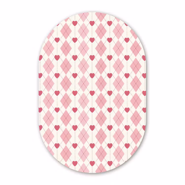 Muurovaal - Kunststof - Ruiten - Klassiek - Roze - Wit — 3