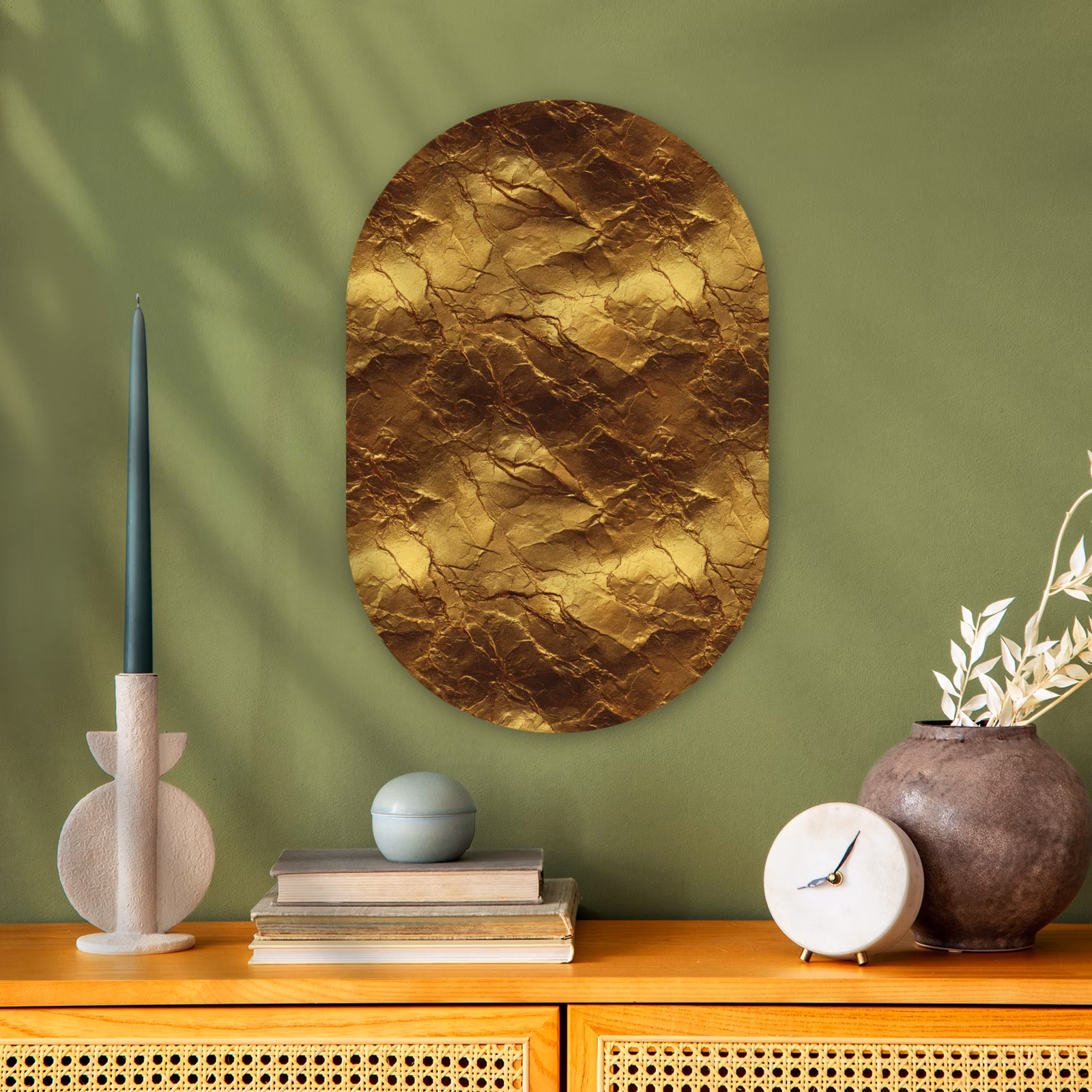 Muurovaal - Kunststof - Bladgoud - Textuur - Goud — 1