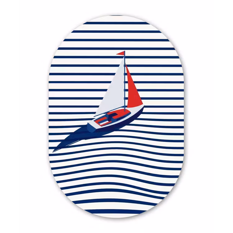 Muurovaal - Kunststof - Boot - Water - Abstract - Blauw — 3
