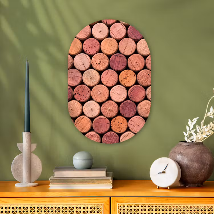 Muurovaal - Kunststof - Kurk - Patroon - Abstract - Modern - Rood — 2