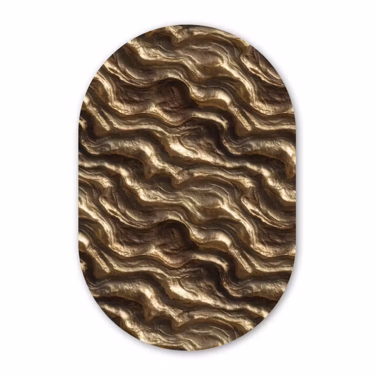 Muurovaal - Kunststof - Reliëf - Golven - Abstract - Bronsgoud — 3