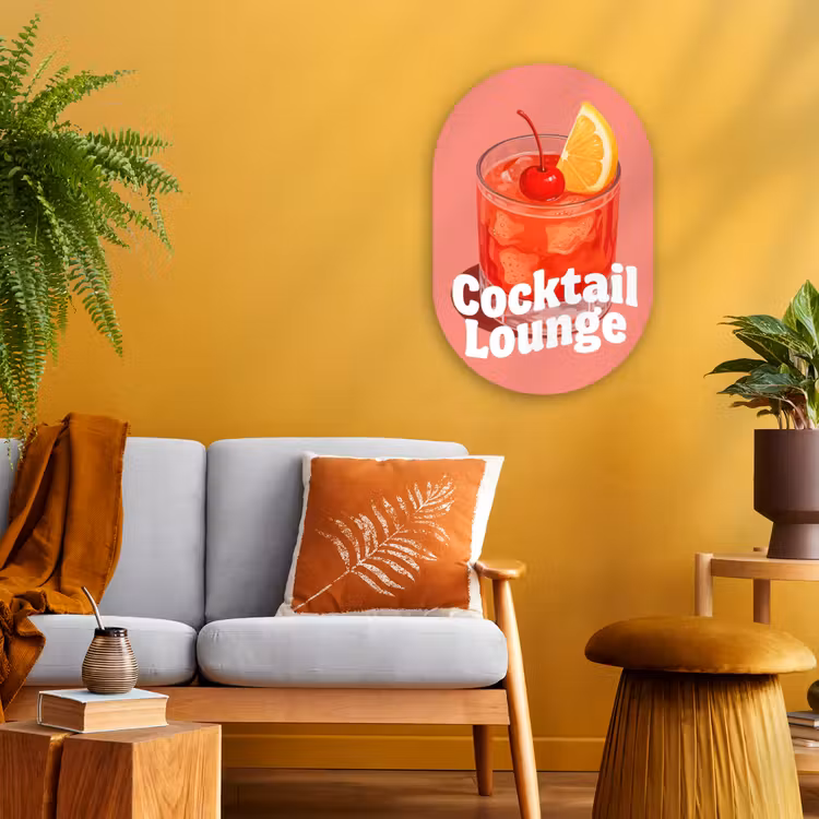 Muurovaal - Kunststof - Cocktail Lounge - Glas - Koraal — 1