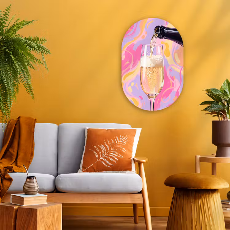 Muurovaal - Kunststof - Drank - Inschenken - Feest - Abstract - Roze — 2