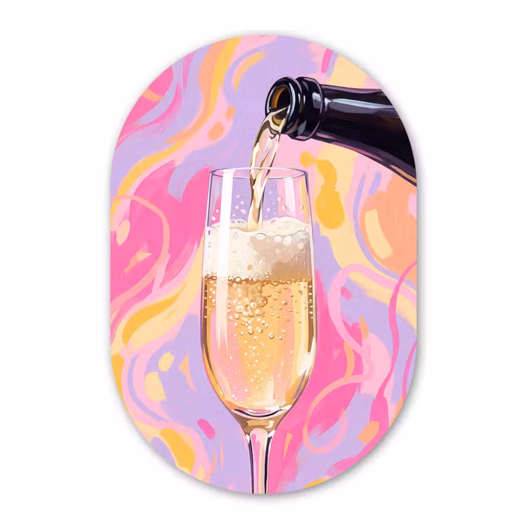 Muurovaal - Kunststof - Drank - Inschenken - Feest - Abstract - Roze — 3
