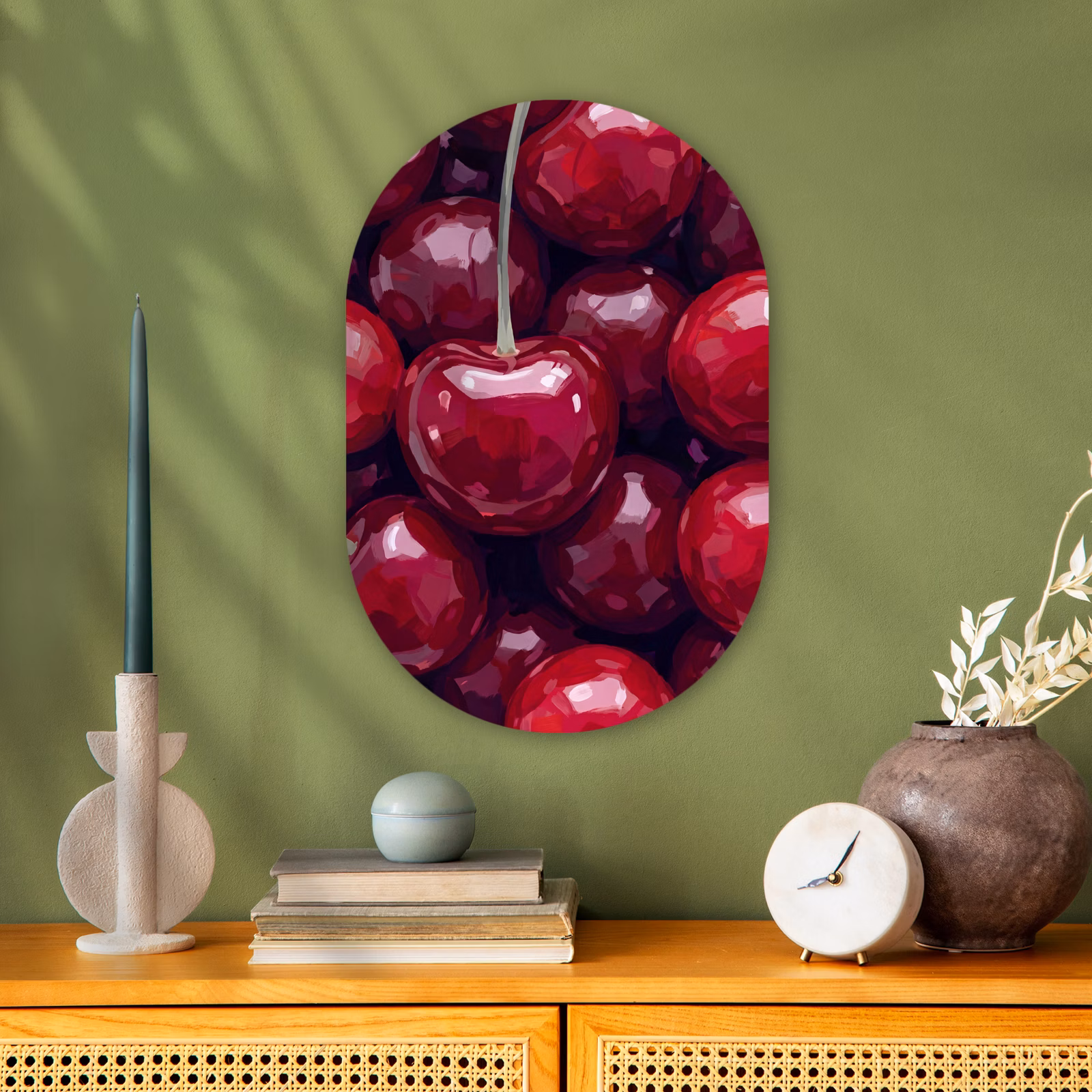 Muurovaal - Kunststof - Fruit - Kersen - Eten - Modern - Rood — 1