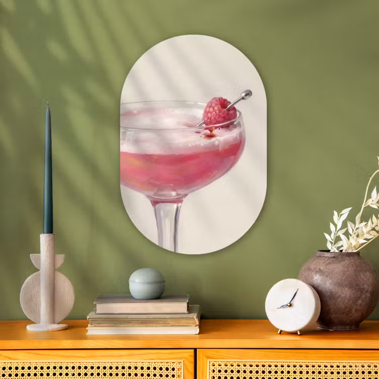 Muurovaal - Kunststof - Cocktail - Framboos - Drank - Modern - Roze — 2