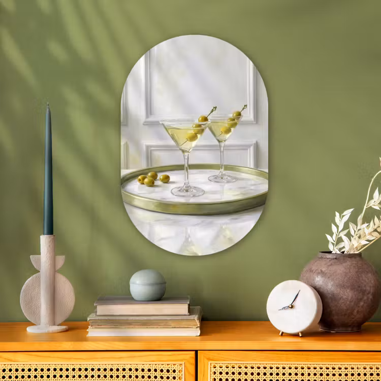 Muurovaal - Kunststof - Drank - Martini - Olijven - Modern - Wit — 2
