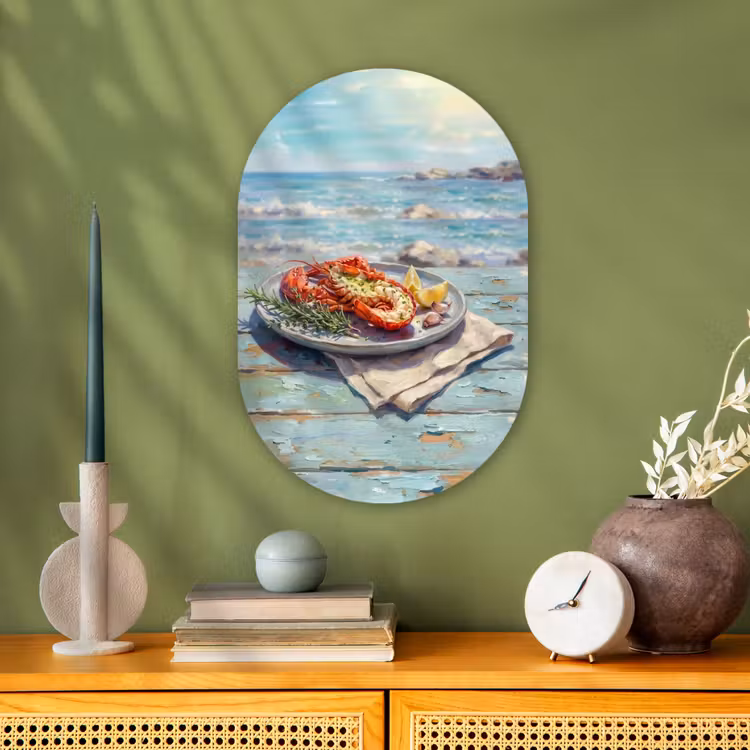 Muurovaal - Kunststof - Eten - Zee - Kust - Modern - Blauw — 2