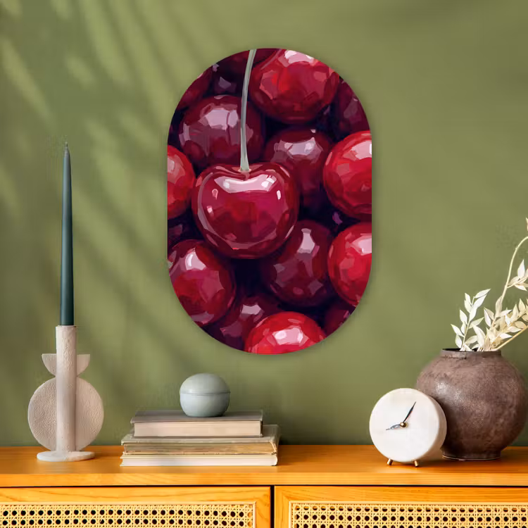 Muurovaal - Kunststof - Fruit - Kersen - Eten - Modern - Rood — 1