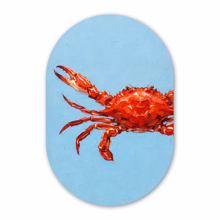 Muurovaal - Kunststof - Krab - Zee - Dieren - Abstract - Rood — 2