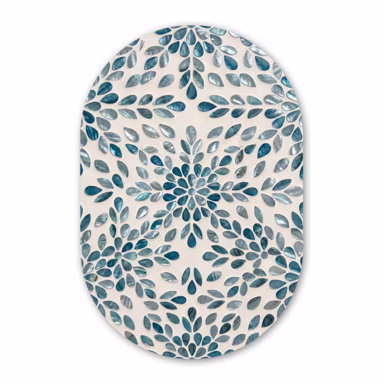 Muurovaal - Kunststof - Patroon - Bladeren - Abstract - Modern - Turquoise — 3