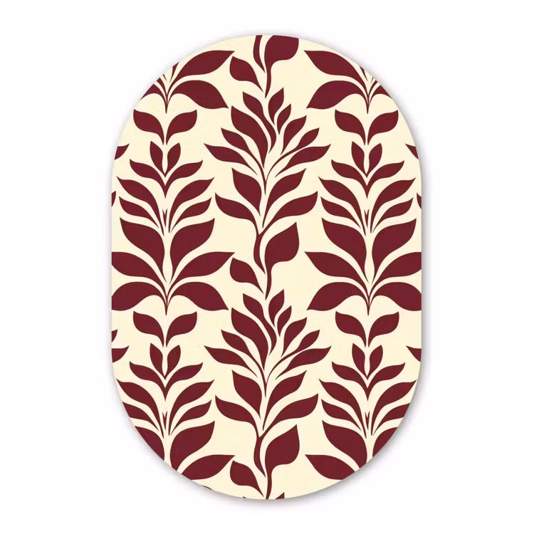 Muurovaal - Kunststof - Abstract - Bladeren - Burgundy — 2